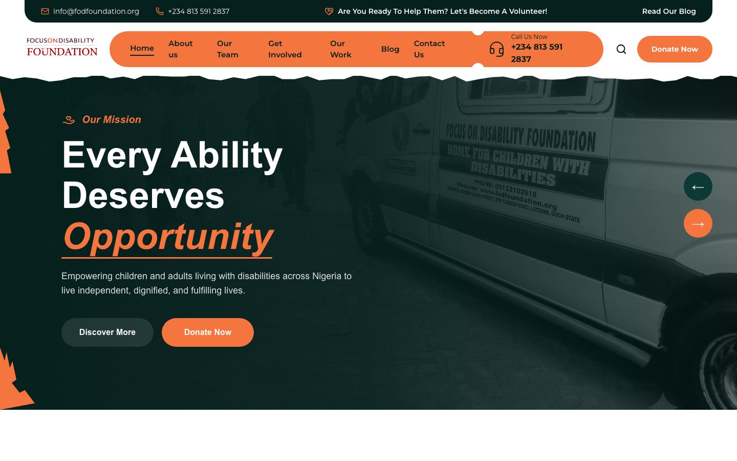 Focus on Disability Foundation homepage
