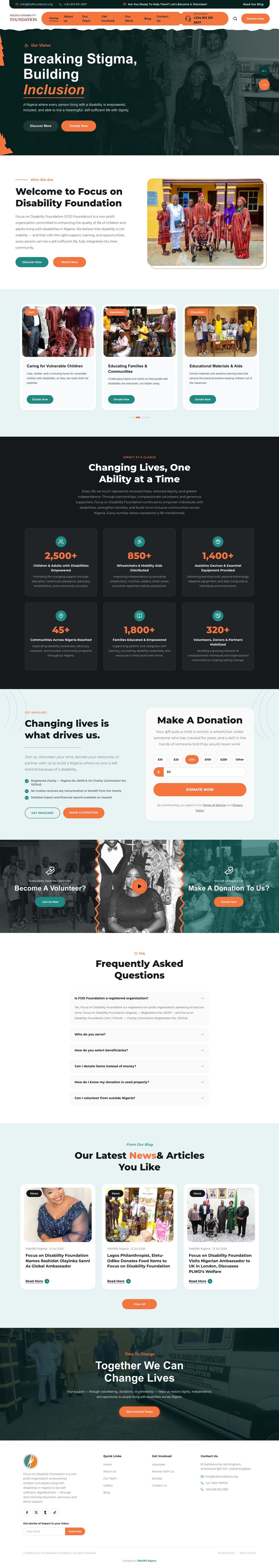 Focus on Disability Foundation full homepage