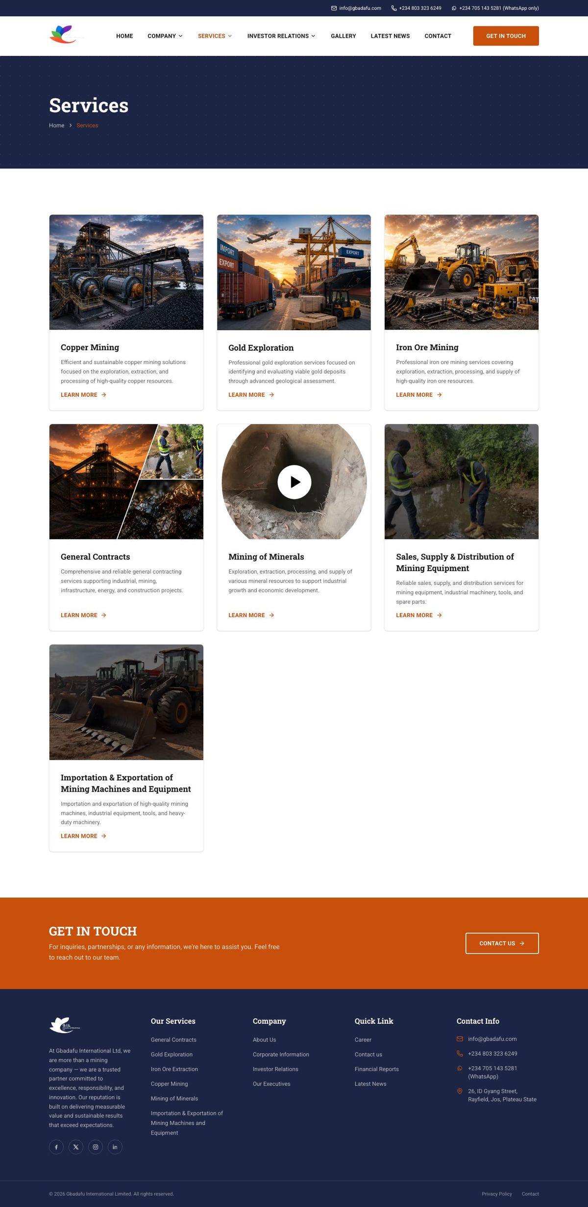 GIL Mining Services page