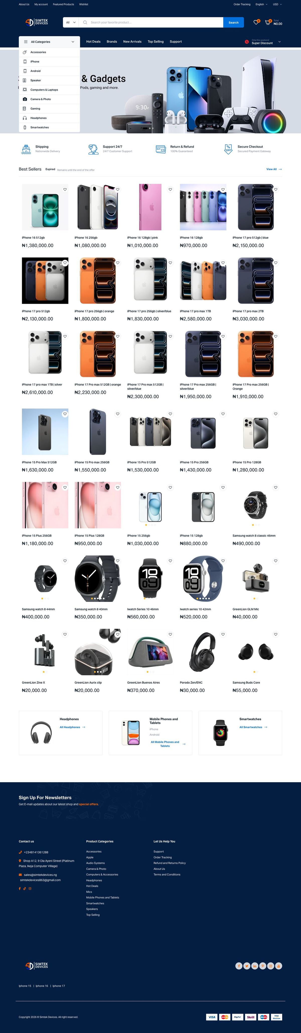 Simtek Devices full homepage