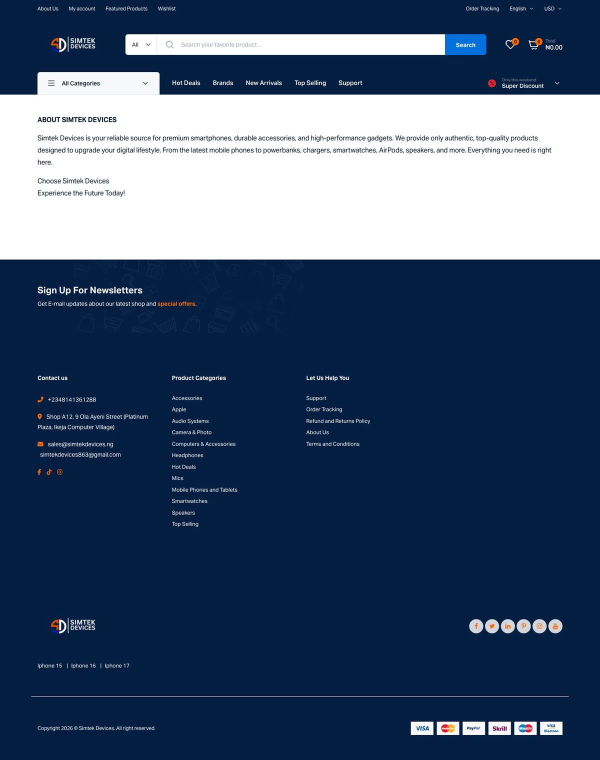 Simtek Devices About Us page